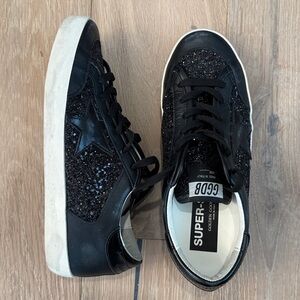 Golden Goose Super-Star Black Glitter Sneakers
